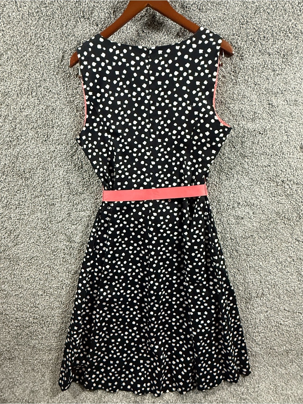 Robbie Bee Polka Dot Fit & Flare Dress Coral Belt Size 16 - Picture 4 of 12